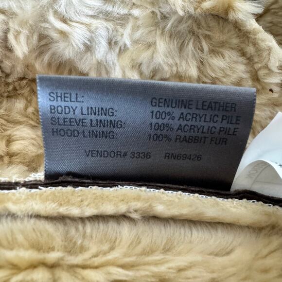 Wilsons Suede Penny Lane Leather Coat Womens Medium Brown Rabbit Fur Boho Toggle - Picture 13 of 15